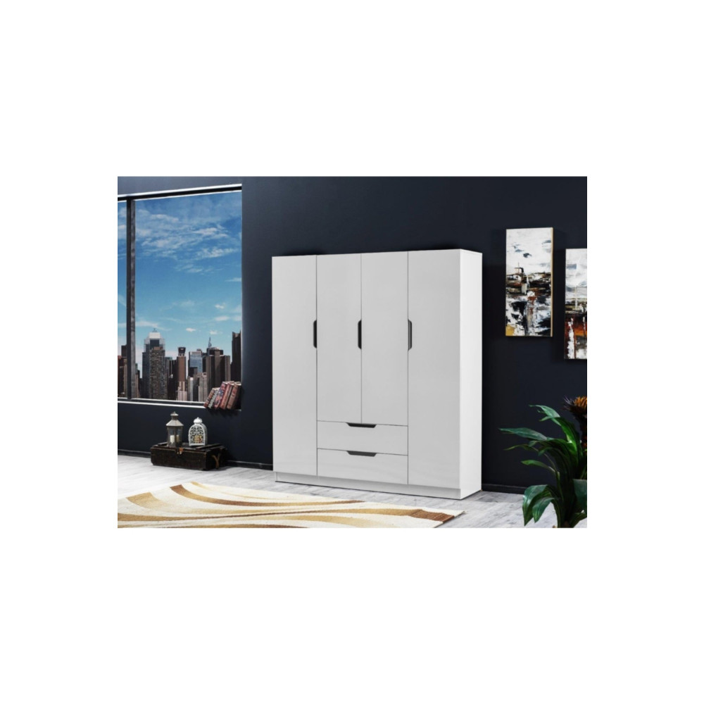 ipek mobilya Fulya 4 Kapaklı 2 Çekmeceli Dolap Genişlik 120 Cm ( Beyaz ) 180 cm Beden Gardrop & Dolap Fiyatı