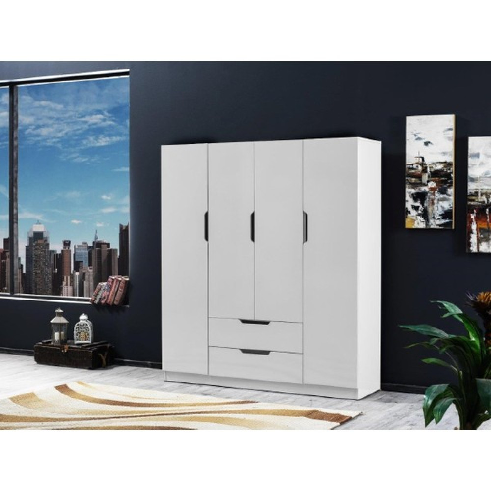 Ipek Mobilya Fulya 4 Kapaklı 2 Çekmeceli Dolap Genişlik 140 cm ( Beyaz ) Gardrop & Dolap Fiyatı