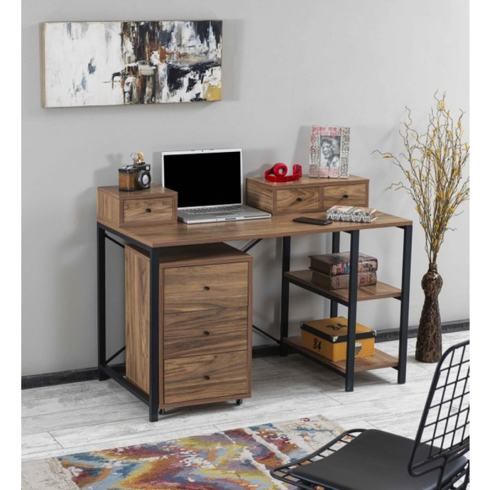 Ipek Mobilya Ida Çalışma Masası 2 Raflı Tek, 2 ve 3 Çekmeceli Çalışma Bilgisayar Ofis Ders Yemek Masası 60X120CM Çalışma Masası Fiyatı