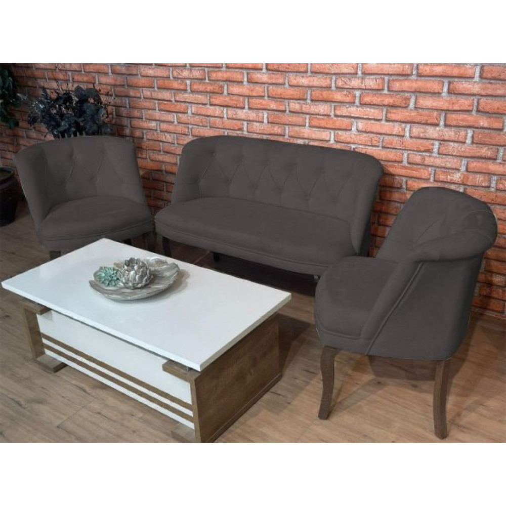 Ipek Mobilya Muhabbet Cay Seti 2+1+1 ( Koyu Grı) Koltuk Takımı / Seti Fiyatı