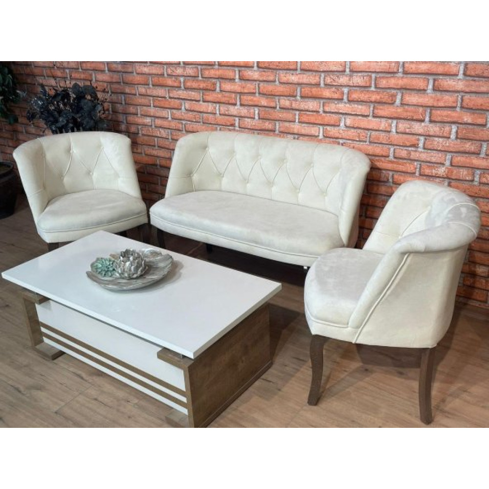 Ipek Mobilya Muhabbet Cay Seti 2+1+1 ( Krem) Koltuk Takımı / Seti Fiyatı