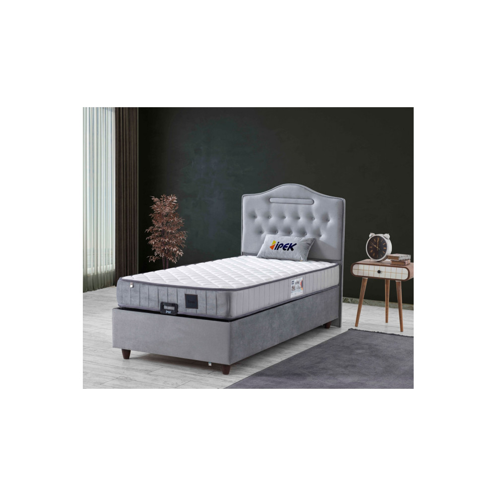 ipek mobilya Nima 3 Lü Set (yatak+baza+başlık) Tek Kişilik (açık Gri) 120 x 200 Beden Baza Fiyatı