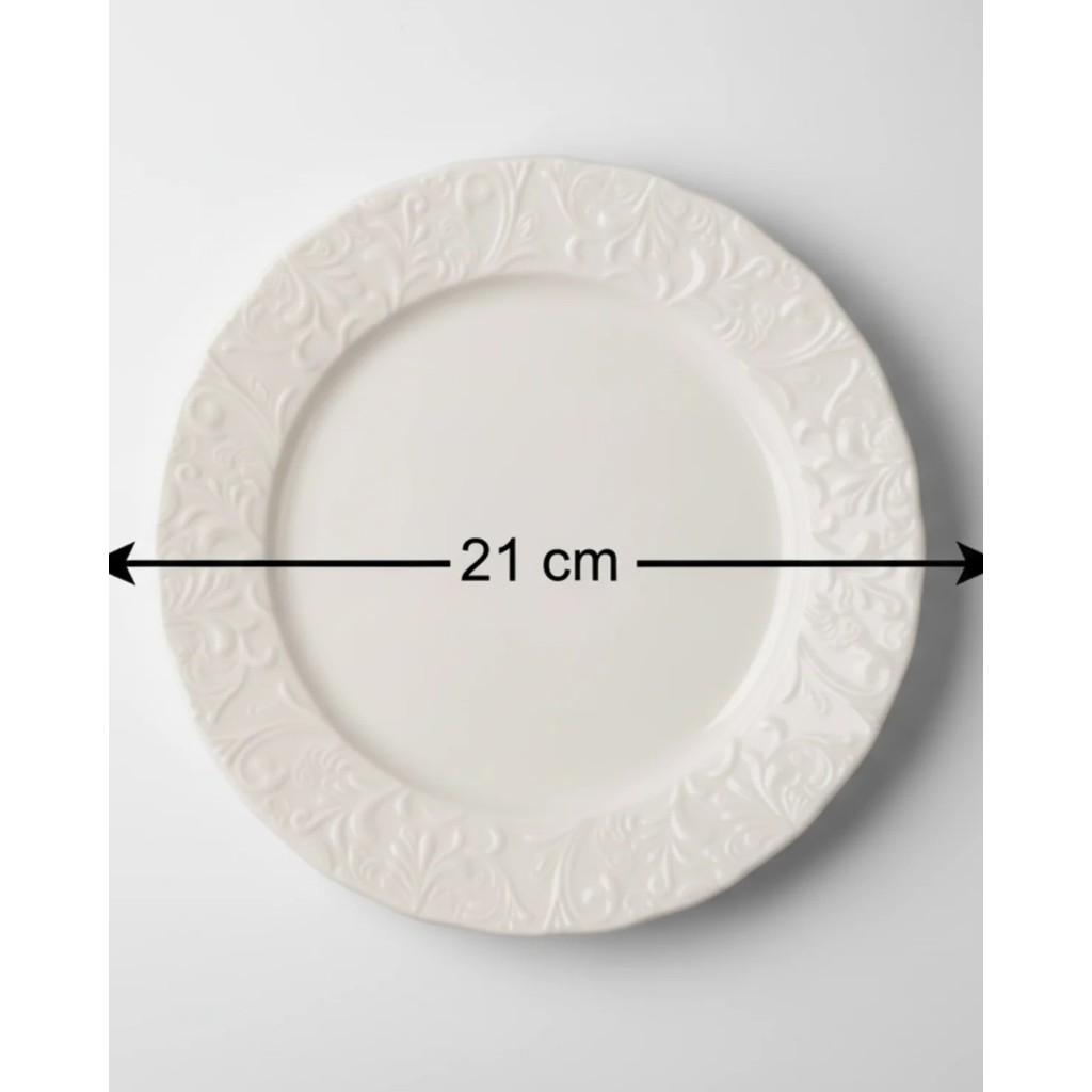 İpek Porselen 6 Kişilik Kabartma Desen Pera Pasta Tabağı 21CM Krem Rengi Diğer Fiyatı
