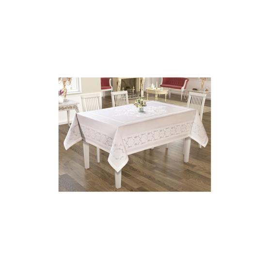 İpekçe Home Lüx Jakarlı Teflon Krem 160x300 cm Masa Örtüsü