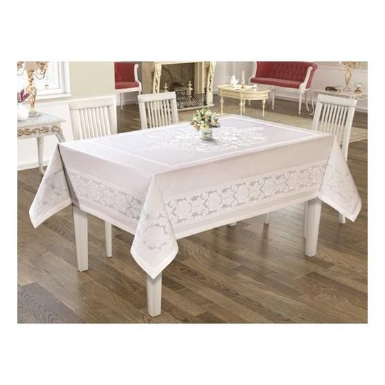 İpekçe Home Lüx Jakarlı Teflon Krem 160x300 cm Masa Örtüsü