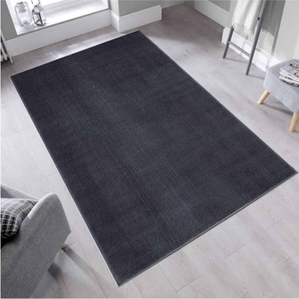   İpekyün Halı-Kaymaz Taban Yumuşak Pofuduk Post Peluş Halı Antrasit Renk - 100 x 200 cm Salon Halısı Fiyatı