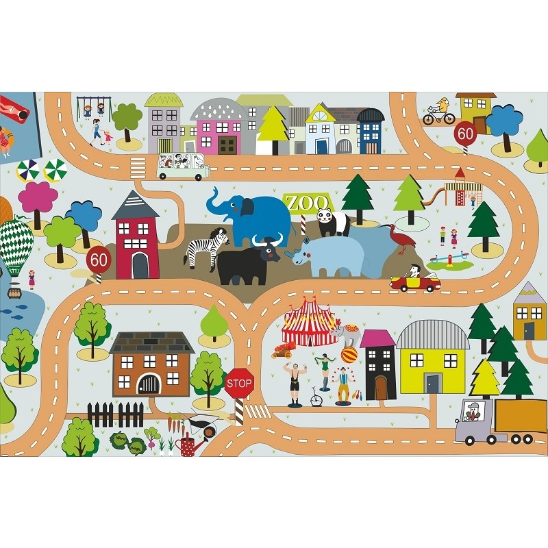 İpekyün Kaymaz tabanlı ince yıkanabilir leke tutmayan dijital baskılı çocuk halısı trafik zoo - Renkli - 160 x 230 cm SSD / Solid State Drive Fiyatı
