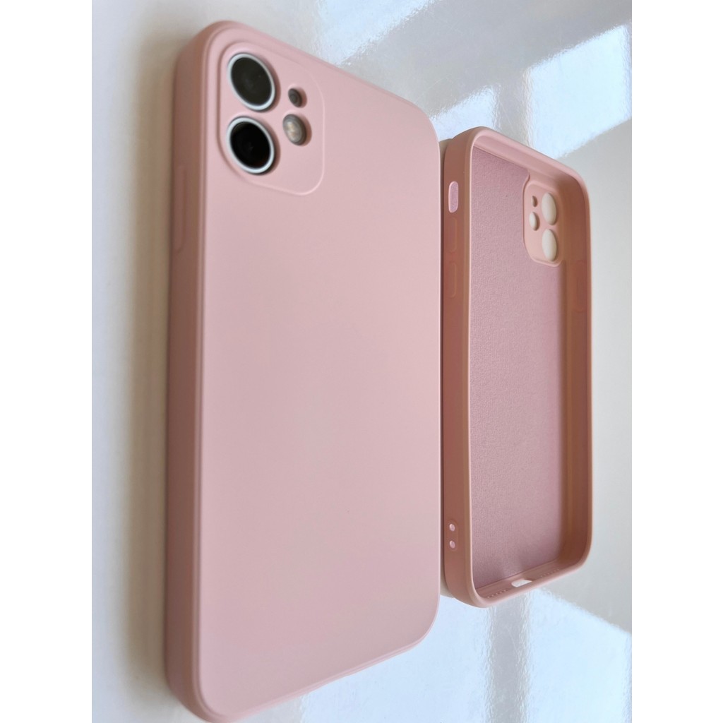 Iphone 11 ile Uyumlu Köşeli Kalıp ( 12 Görünümlü) Logosuz Lansman Içi Kadife Esnek Silikon Kılıf - Kum Pembe Cep Telefonu Kılıfı Fiyatı