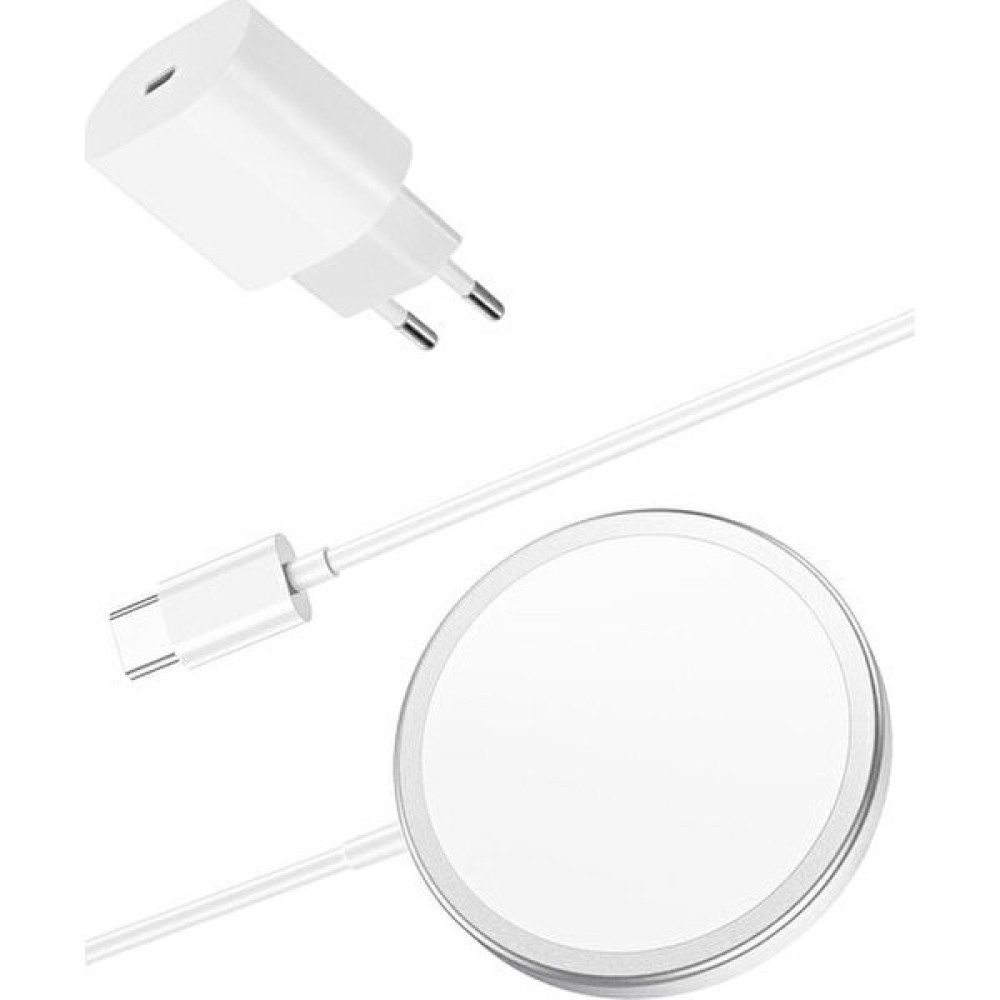 Iphone 11SERI / 12 Serı / 13 Serı /14 -15 Serı Uyumlu Kablosuz Magsafe Manyetik Şarj ve 15W Adaptör Seti - Beyaz Cep Telefonu Şarj Cihazı Fiyatı