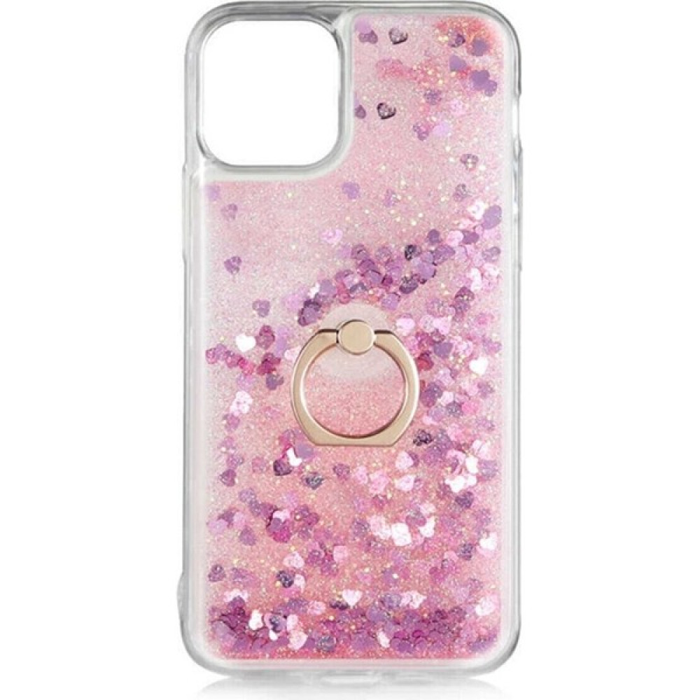 iPhone 13 Pro Simli Pullu Sulu Yüzüklü Standlı Silikon Milce Kapak Lüks Tpu - Pembe Cep Telefonu Kılıfı Fiyatı