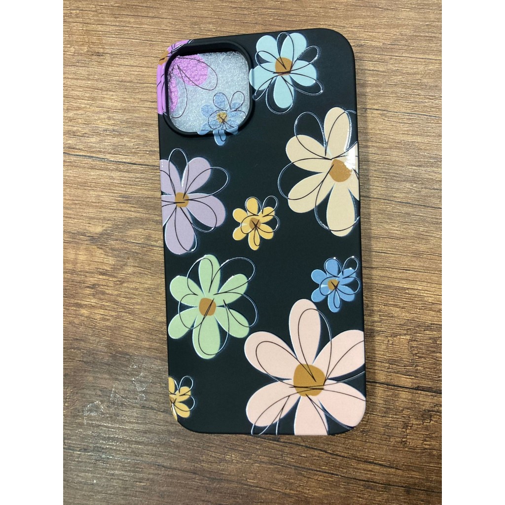 iphone 13/14 Çiçek Flowers Baskılı içi Kadife Premium Silikon Telefon Kılıfı Kapak - SİYAH RENKLİ ÇİÇEK Cep Telefonu Kılıfı Fiyatı