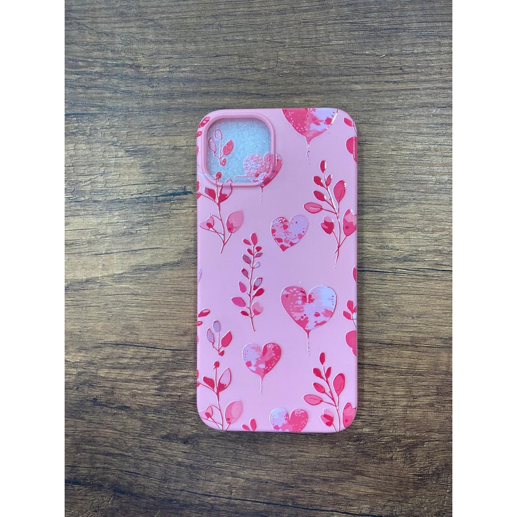 iphone 13/14 pembe kalp Baskılı içi Kadife Premium Silikon Telefon Kılıfı Kapak - ÇİÇEKLİ KALP Cep Telefonu Kılıfı Fiyatı