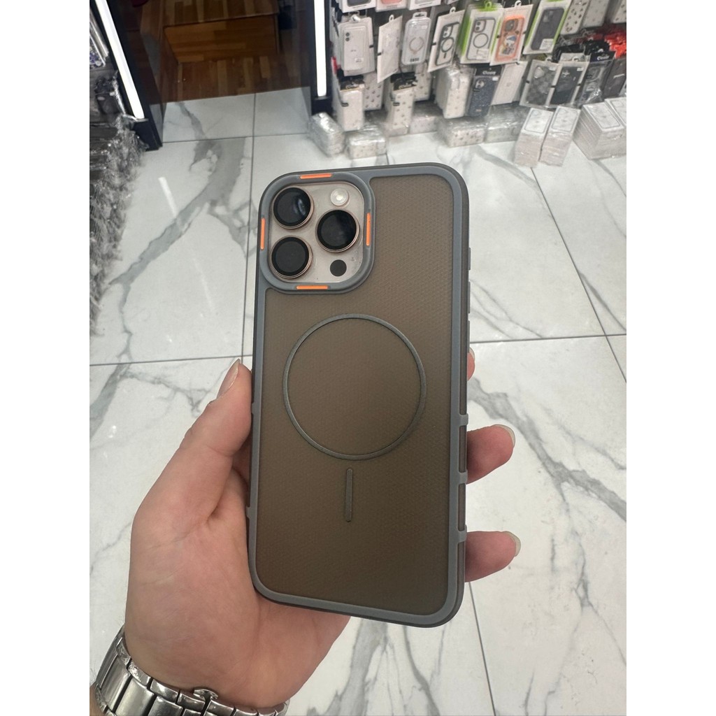 iPhone 14 Pro Uyumlu Karbon Şeffaf Desenli Mat Tank Magsafe Kılıf - Lacivert - Gri Cep Telefonu Kılıfı Fiyatı