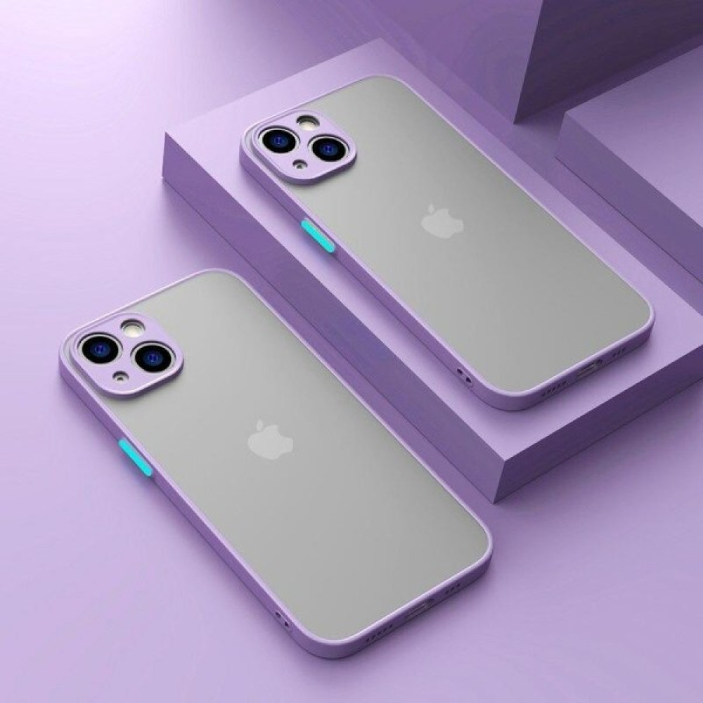 iPhone 14 Uyumlu Kamera Korumalı Buzlu Şeffaf Lüx Telefon Kılıfı - Lila Cep Telefonu Kılıfı Fiyatı