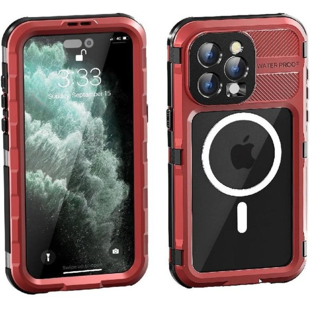Iphone 15 Için Kılıf Pro Max Su Geçirmez Dahili IP68 Su Geçirmez Tam Ekran (Yurt Dışından) - Kırmızı - iPhone 15 Pro Max Cep Telefonu Kılıfı Fiyatı
