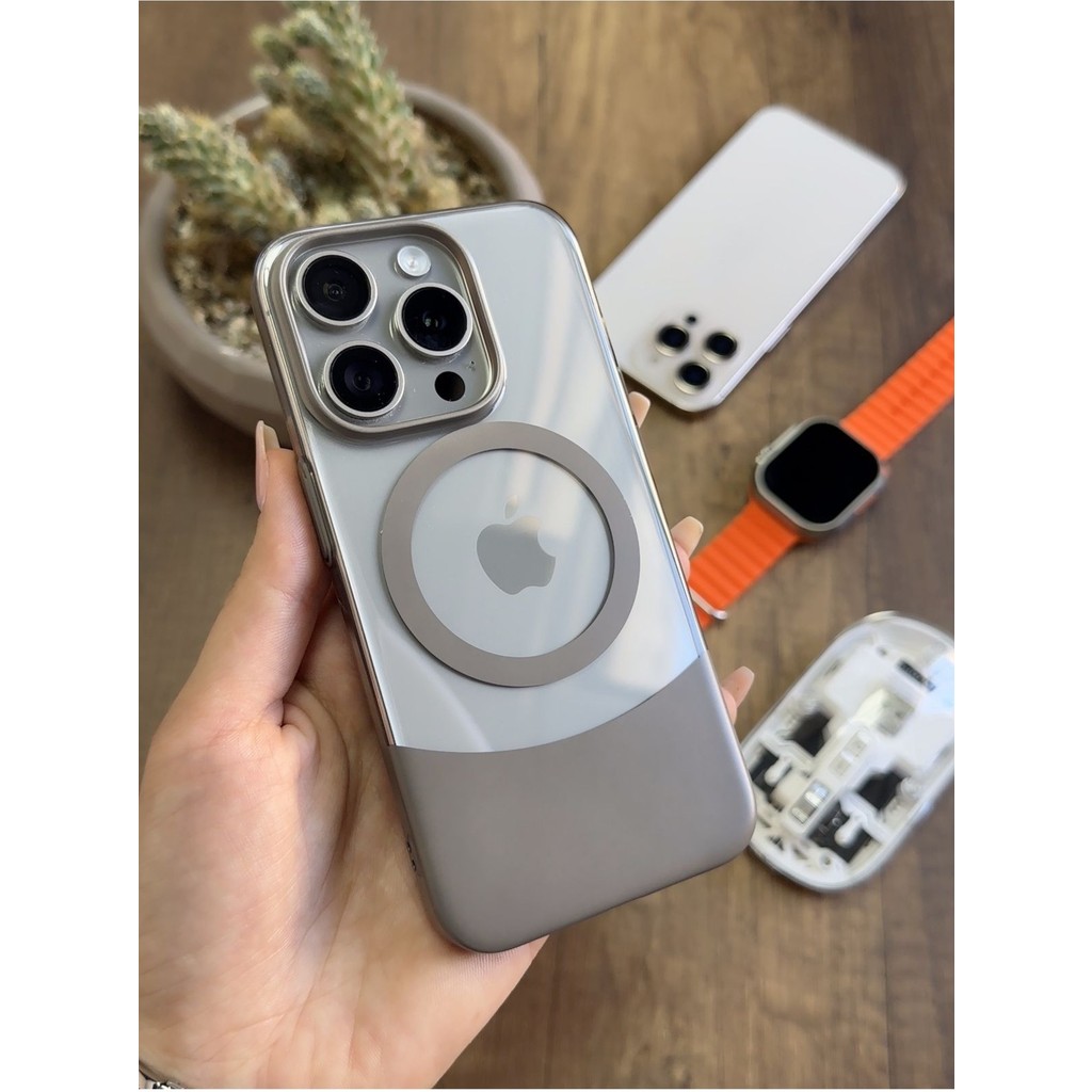 iPhone 15 Pro Magsafe Uyumlu Mika Sararmaz Kılıf SOOCASE720 - Koyu Gri Cep Telefonu Kılıfı Fiyatı