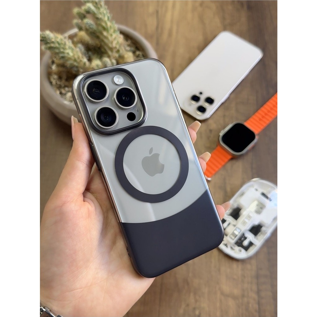 iPhone 15 Pro Magsafe Uyumlu Mika Sararmaz Kılıf SOOCASE720 - Siyah Cep Telefonu Kılıfı Fiyatı