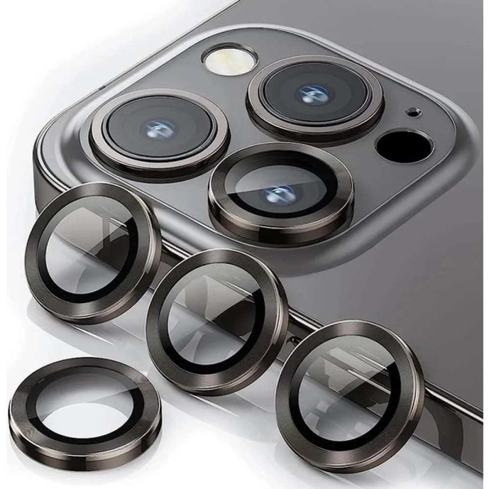iPhone 15 Pro Uyumlu Kamera Lens Koruyucu Tam Kaplayan Temperli Hd Cam Kılıf Dostu Tasarım - Koyu Gri Cep Telefonu Ekran Koruyucusu Fiyatı