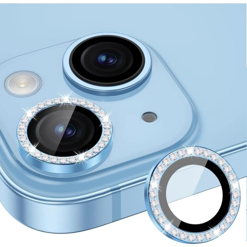 Iphone 15 ve 15 Plus Mavi (Light Blue) Uyumlu Swarovski Taşlı Kamera Lens Koruyucu Cam Cep Telefonu Ekran Koruyucusu Fiyatı