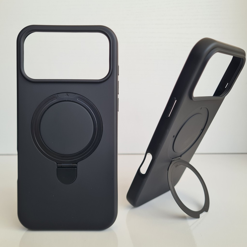 iPhone 17 Pro Magsafe ile Uyumlu Standlı Yumuşak Soft Mükemmel Manyetik Silikon Kılıf - Siyah Cep Telefonu Kılıfı Fiyatı
