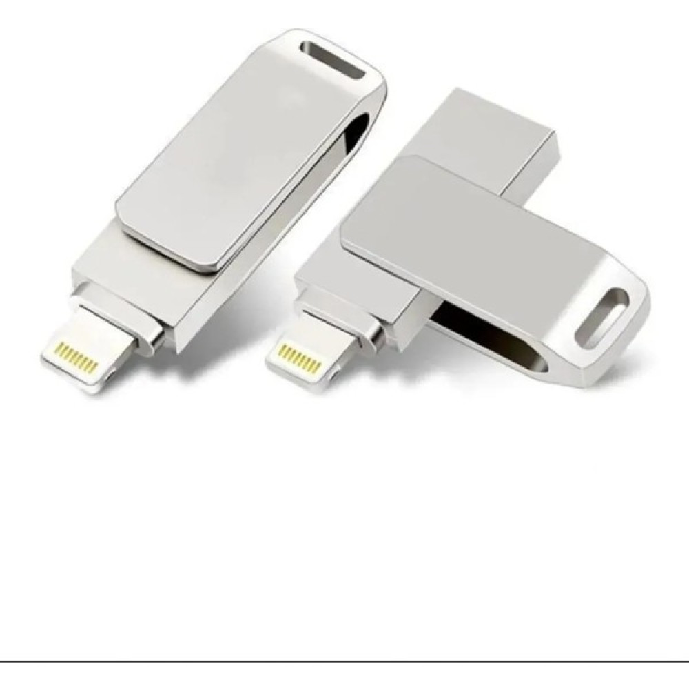 Iphone - Pc Uyumlu 64/128 GB Otg Flash 3.0 USB Data Bellek - Gri Metal - 64 GB Flash Bellekler Fiyatı