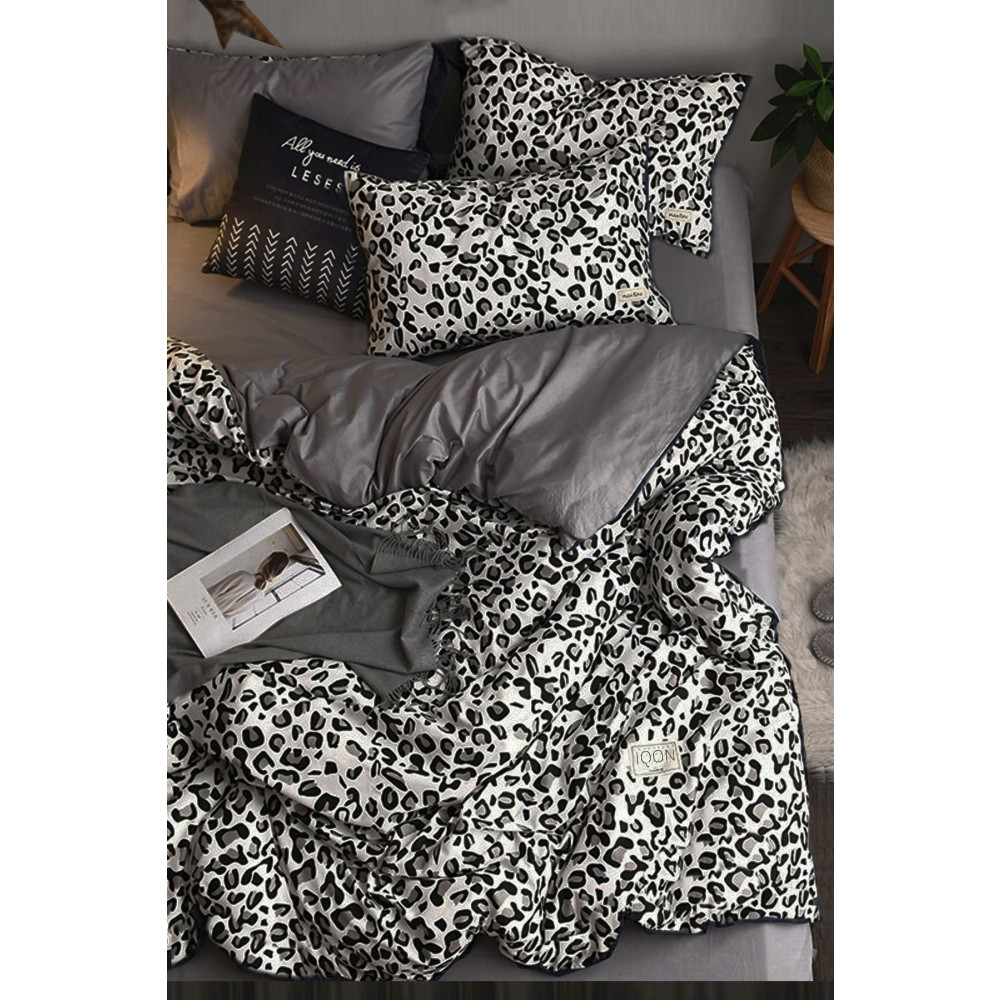 İQON Lastikli Çarşaflı Nevresim Takımı Çift Kişilik Leopar Premium Cotton 64s Nevresim Takımı Fiyatı