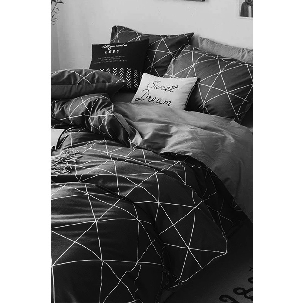 İQON Lastikli Çarşaflı Nevresim Takımı Tek Kişilik Geometric Basic Gri Nevresim Takımı Fiyatı