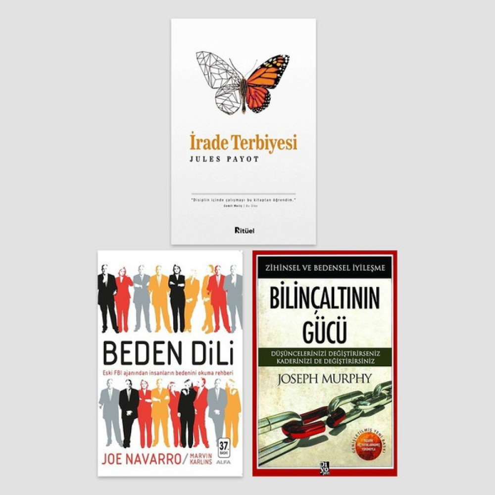 İrade Terbiyesi - Beden Dili - Bilinçaltının Gücü 3 Kitap Kişisel Gelişim ve Psikoloji Fiyatı