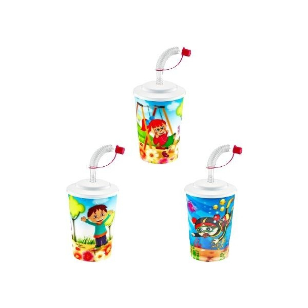 Irak Plastik Bardak Dodo Pipetli Karışık Renk 0.5lt - Renkli Suluk Fiyatı