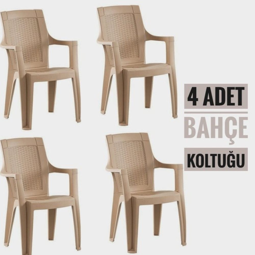 Irak Plastik Holiday Sultan Plastik Sandalye Kapuçino 4 Adet - 88 x 56 x 57,5 cm Bahçe Koltuğu Fiyatı