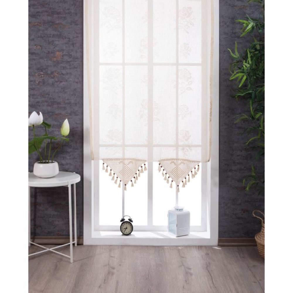 İrem Home Buldan Işi Otantik Gül Desenli Tül Perde - Otantik Perde - 100 x 190 cm Tül Perde Fiyatı