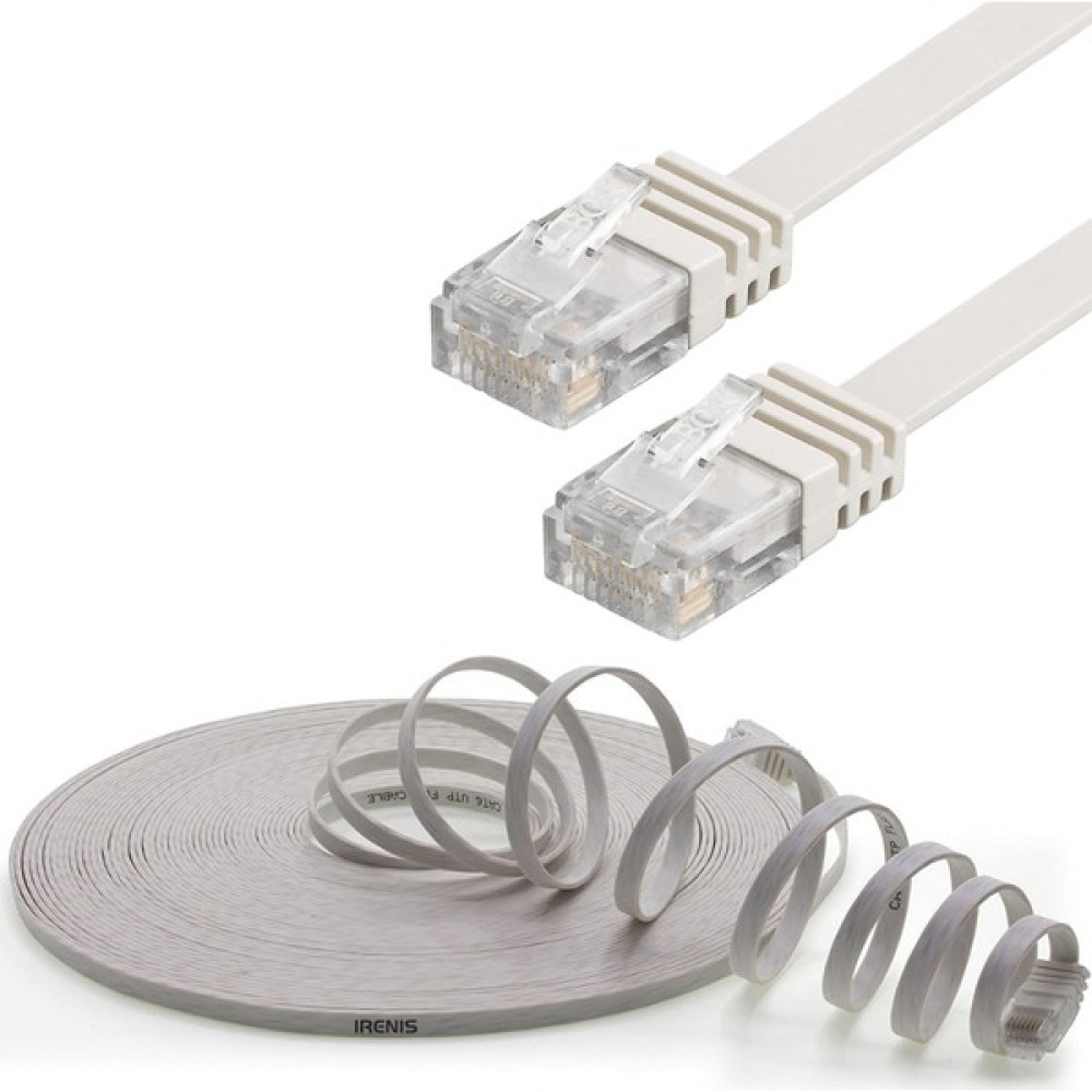 IRENIS CAT6 Yassı Ethernet (Network, LAN) Kablosu, Beyaz, 10 metre - Beyaz - 10 m Ağ / Network Kablosu Fiyatı