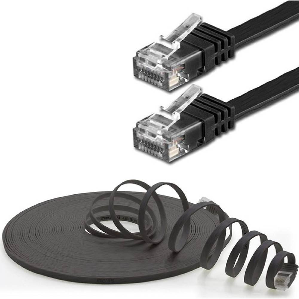 IRENIS CAT6 Yassı Ethernet (Network, LAN) Kablosu, Siyah, 3 metre - Siyah - 3 m Ağ / Network Kablosu Fiyatı