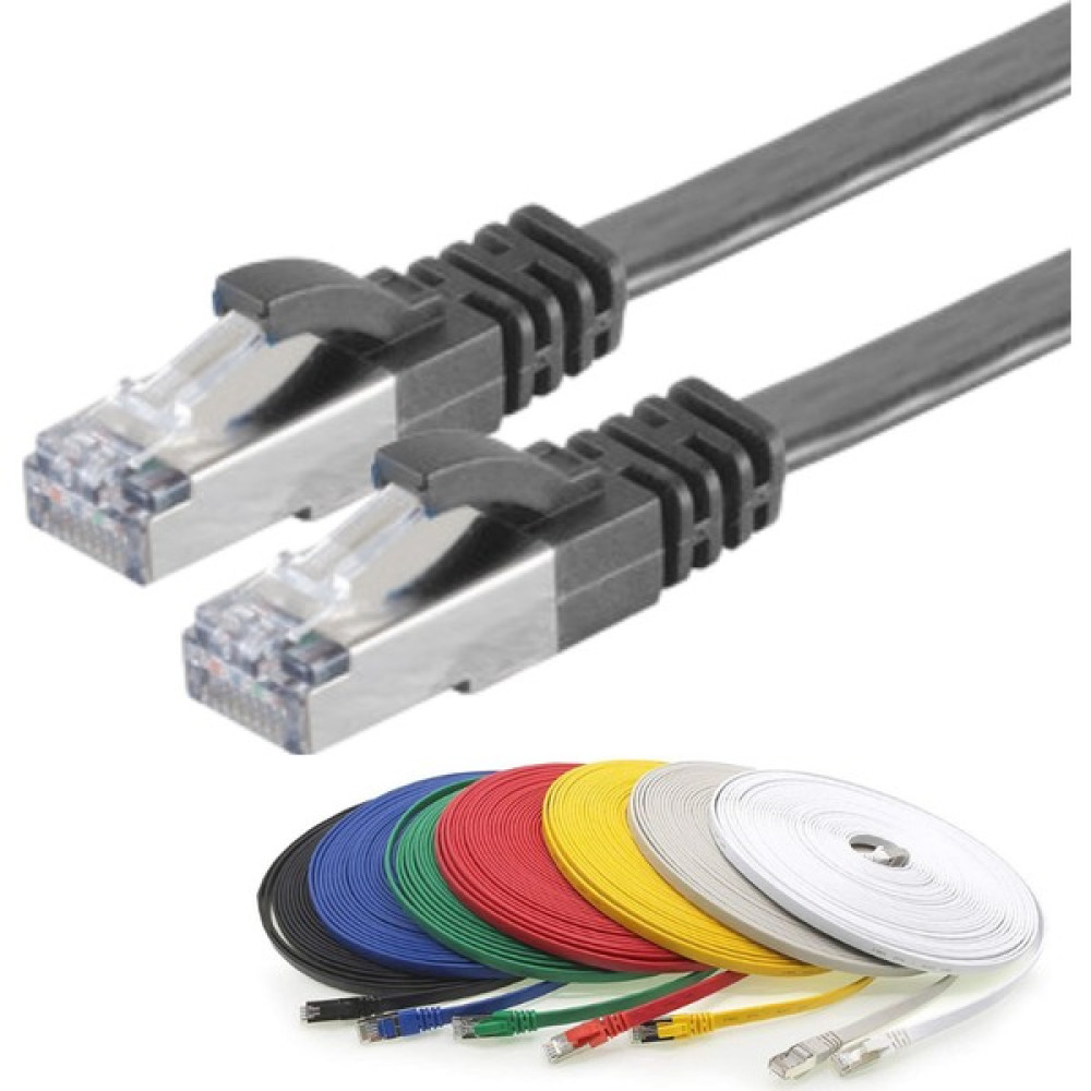 IRENIS CAT7 Yassı FTP Ethernet (Network, LAN) Kablosu, Siyah, 50 cm - Siyah Ağ / Network Kablosu Fiyatı