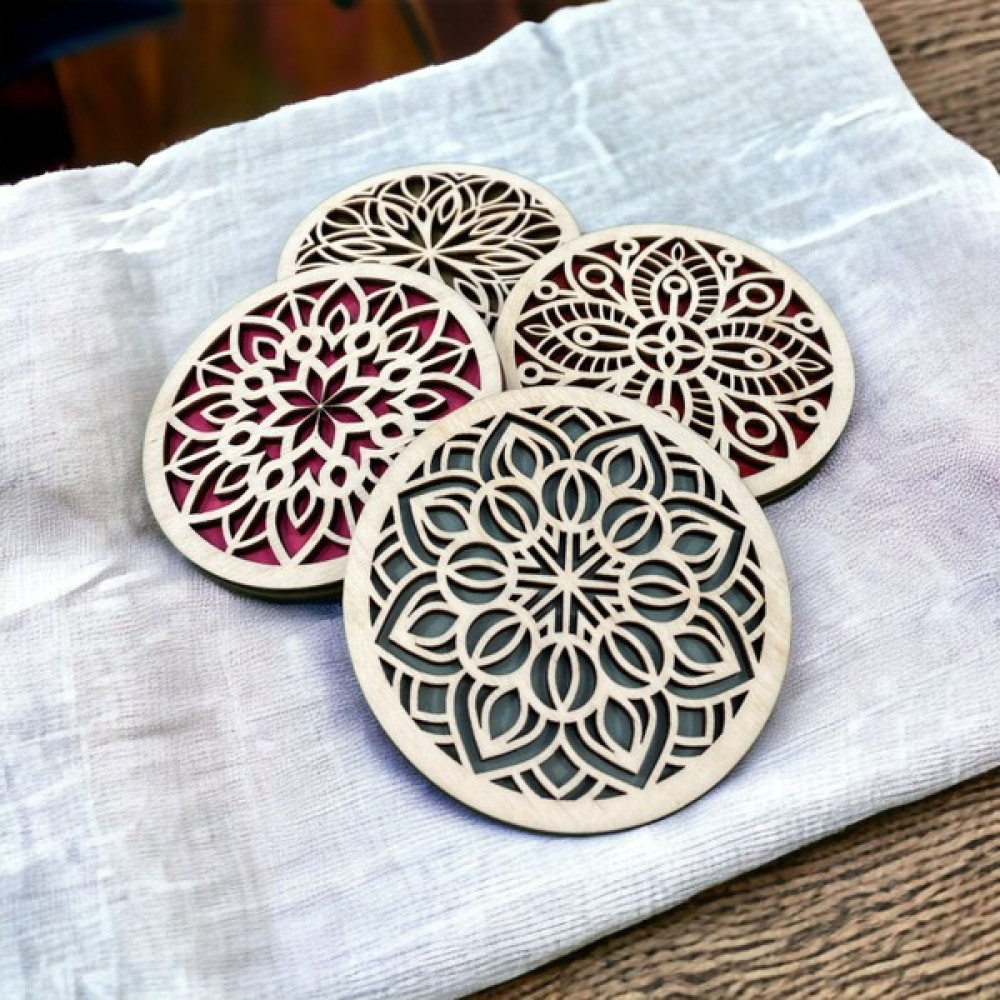 İris Home Standlı Ahşap Bardak Altlığı 4 Adet 10 cm Mandala Desen Mutfak Gereçleri Fiyatı