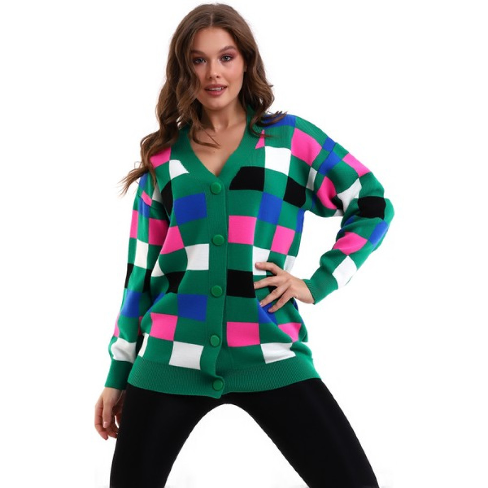 Irmak Kerekli Kadın Kare Desenli Oversize Triko Hırka, Triko Hırka, Kadın Hırka, Kadın Oversize Hırka, Yeşil Hırka Kadın Hırka Fiyatı