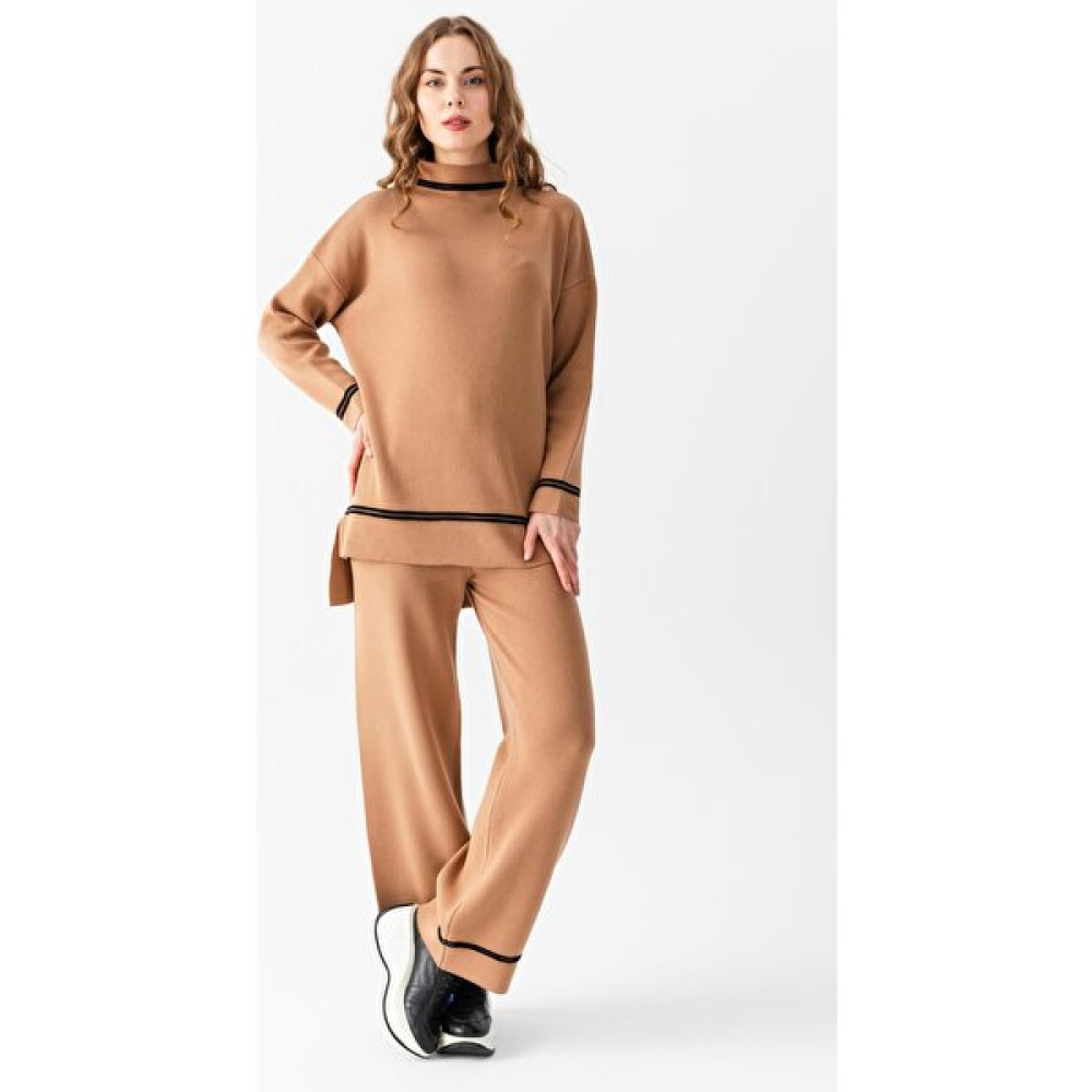 Irmak Kerekli Tunik Pantolon takım, Kadın Alt Üst Takım, Triko Alt Üst Takım, Camel Kadın Pantolon Fiyatı