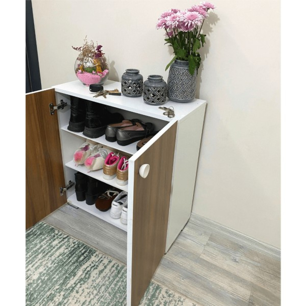 Irmak Mobilya Ayakkabılık Ceviz Çok Amaçlı Dolap Hol & Mutfak & Banyo & Ofis & Balkon - Beyaz - Ceviz Ayakkabılık Fiyatı