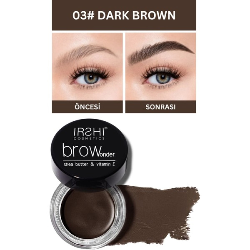 IRSHI BroWonder Koyu Kahverengi Kaş Pomadı - Kaş Kalemi - Kaş Farı - Renkli Kaş Jeli - E Vitamini & Shea Yağı İçerikli - Paraben ve Sülfat İçermez ... Makyaj Ürünleri Fiyatı