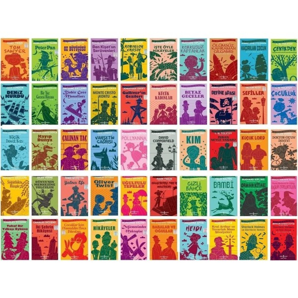 İş Çocuk Klasikleri 50 Kitap Set (Tom Sawyer, Peter Pan, Oz Büyücüsü, Heidi, Bambi, Sefiller, Yalnız Efe, Don Kişot) Çocuk Klasikleri Fiyatı