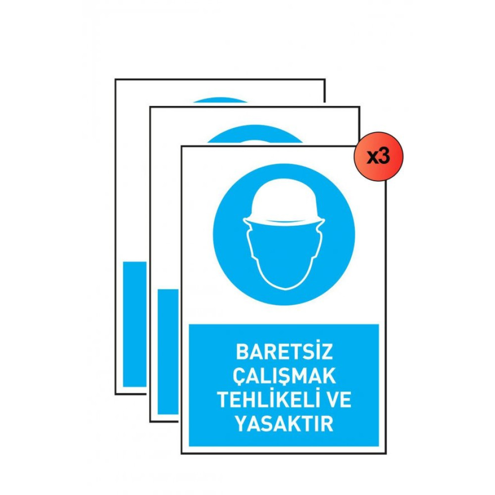 Is Guvenligi 3 Adet Levhasi Baretsiz Calismak Tehlikeli Ve Yasaktir Uyari - Isaret Levhasi(Bant Hediye) Güvenlik Cihazları Fiyatı