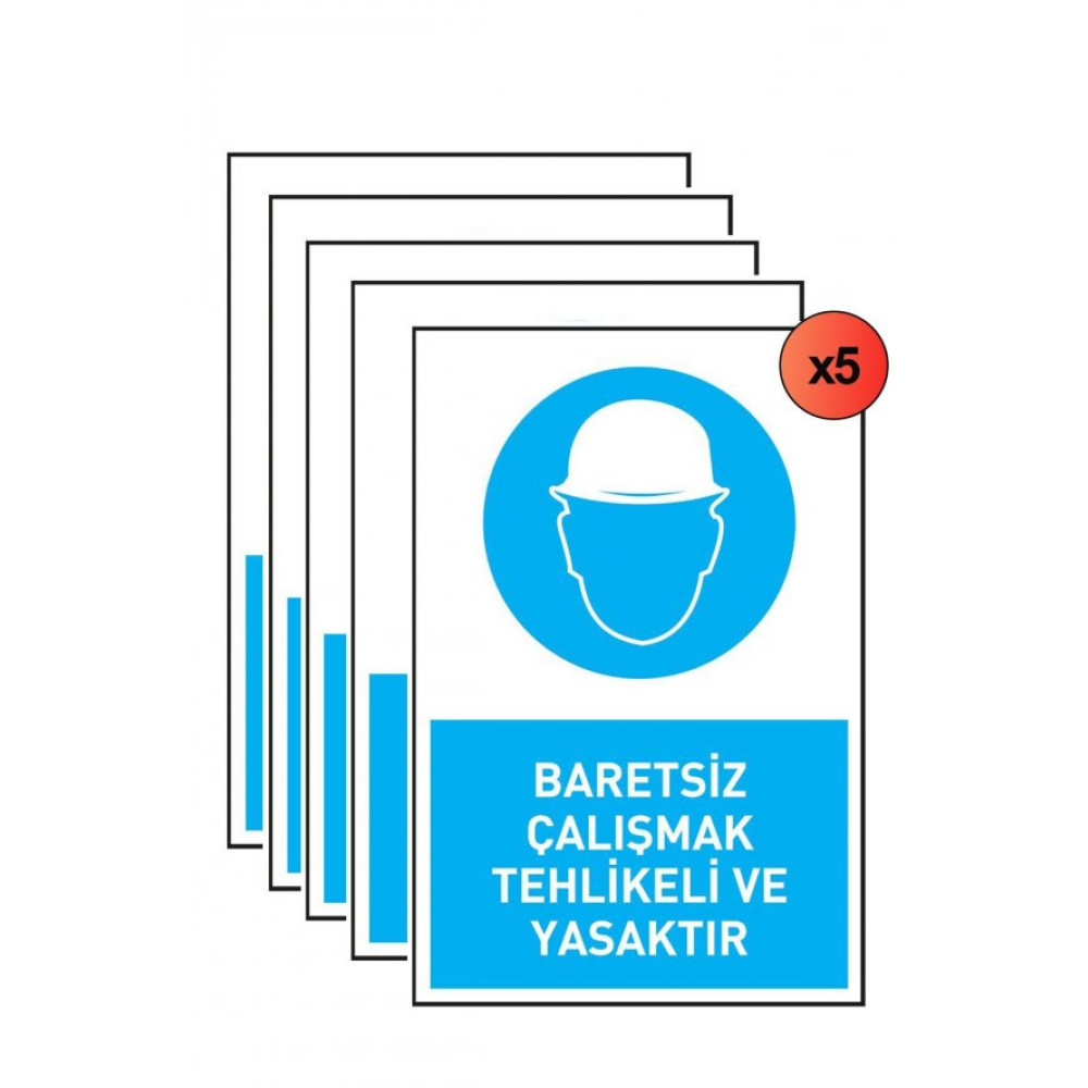 Is Guvenligi 5 Adet Levhasi Baretsiz Calismak Tehlikeli Ve Yasaktir Uyari - Isaret Levhasi(Bant Hediye) Güvenlik Cihazları Fiyatı