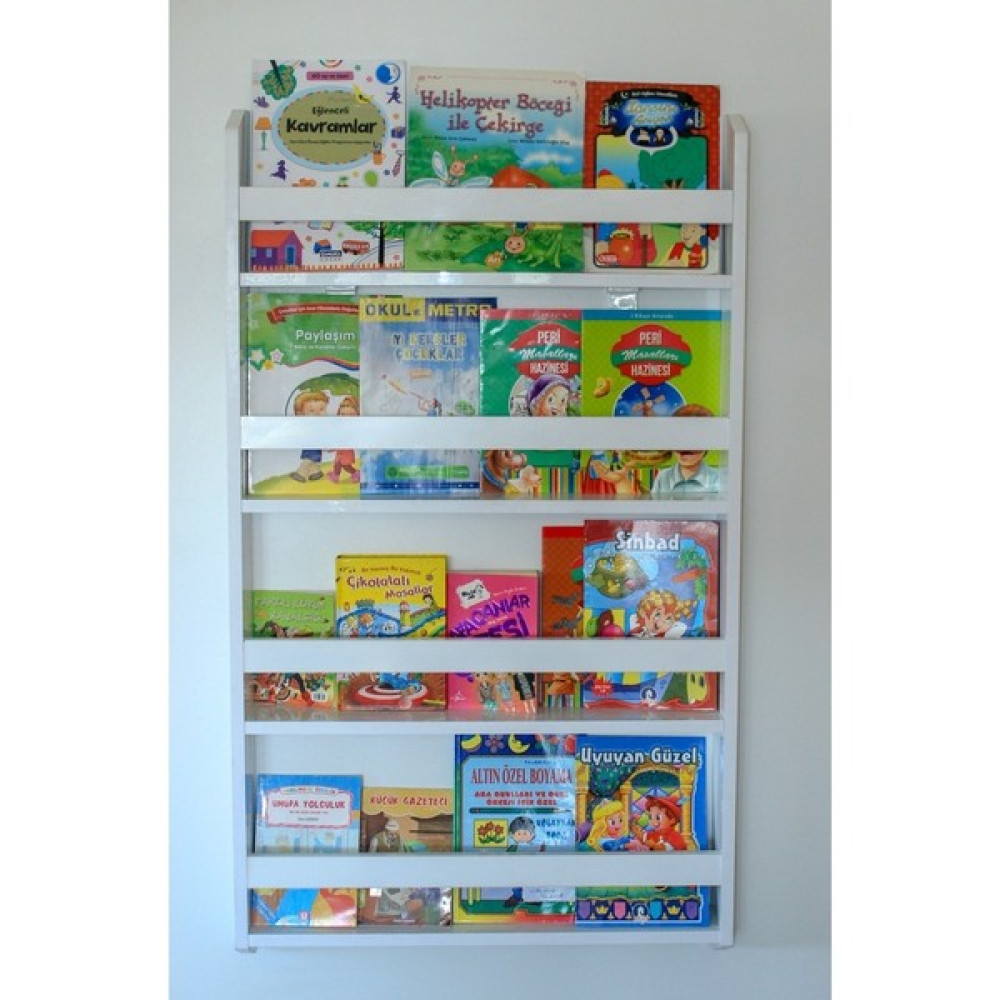 İsabet Montessori Kitaplık Eğitici Çocuk Kitaplığı 4 Raflı - Beyaz Kitaplık Fiyatı