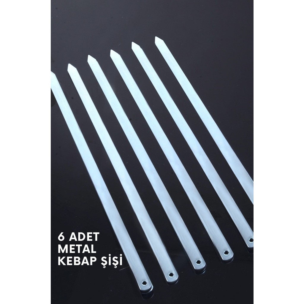 iselahome 6 Adet Profosyonel Galvaniz Metal Kıyma Şiş (Adana-Urfa-Antep Kebap Şişi) - Gümüş Diğer Fiyatı