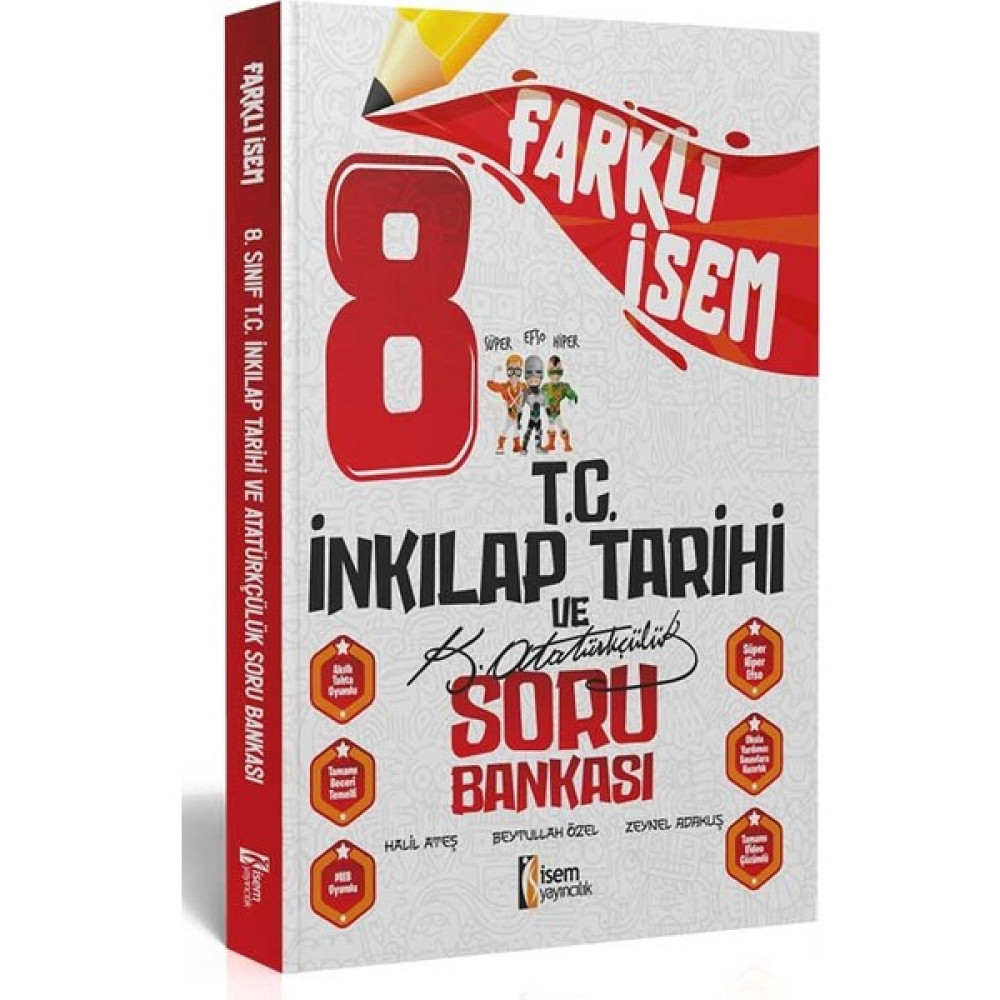 İSEM Yayıncılık 8. Sınıf İnkılap Tarihi ve Atatürkçülük Farklı Soru Bankası Kaynak Kitapları Fiyatı