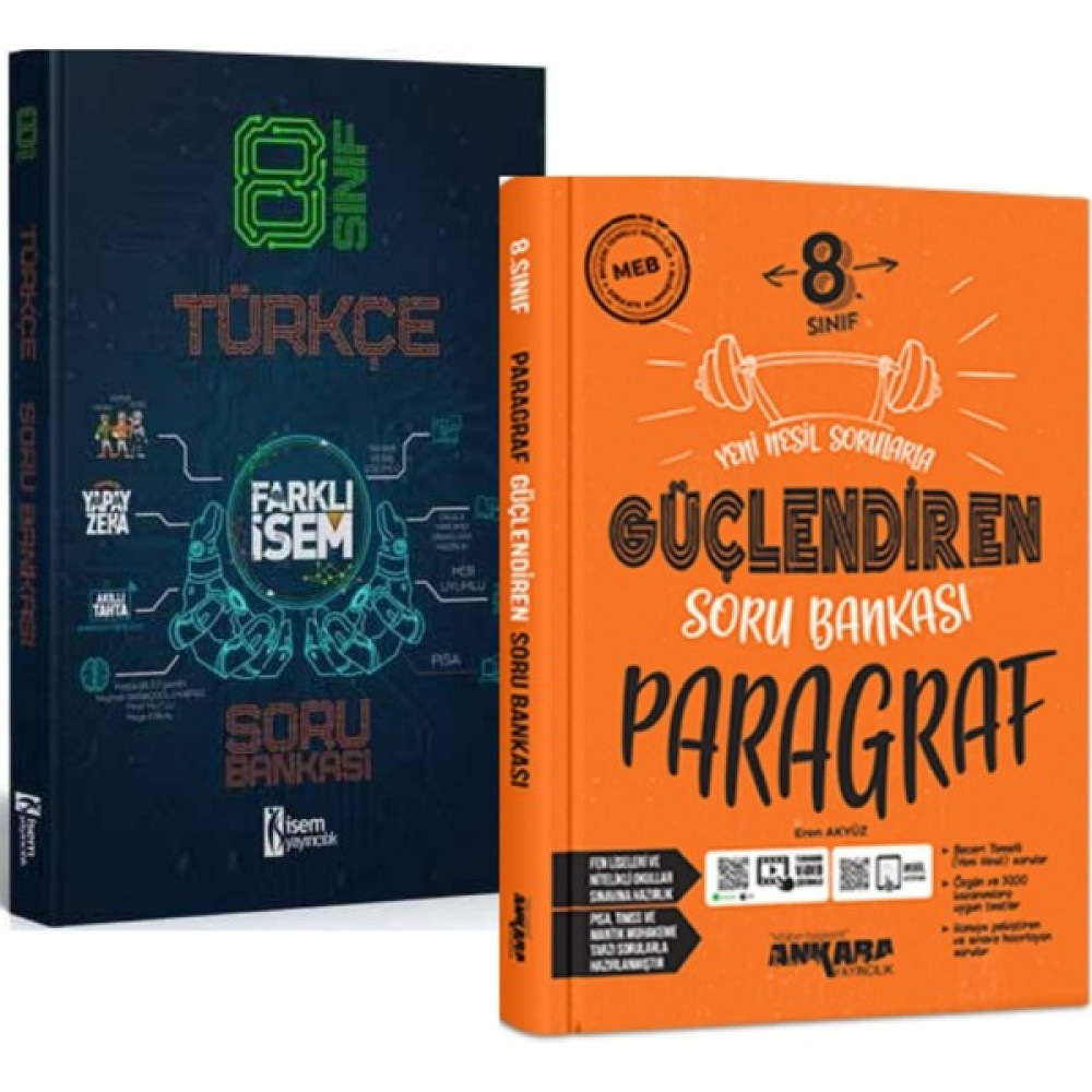 İSEM Yayıncılık Isem 8. Sınıf Türkçe Soru Bankası ve Ankara 8. Sınıf Paragraf Soru Bankası Kaynak Kitapları Fiyatı