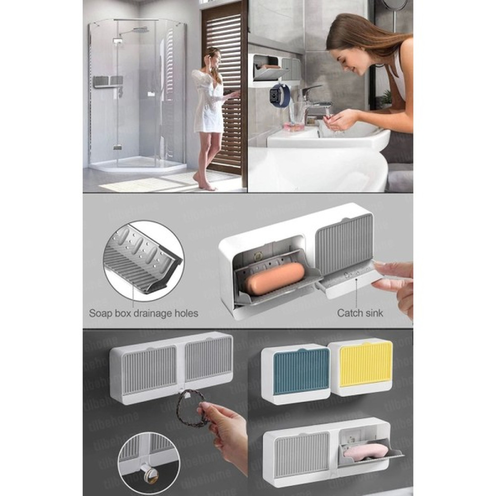İsg Store 2 Bölmeli Su Tutmaz Katı Sabunluk Güçlü Yapışkanlı Duvara Monte Kapaklı Mutfak Banyo Organizeri Sabunluk Fiyatı