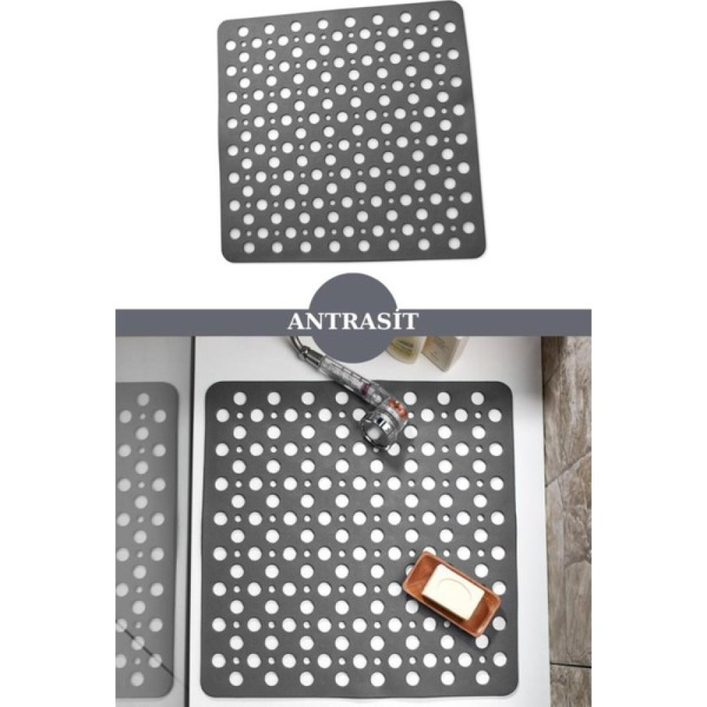 İsg Store Kare Vantuzlu Banyo ve Duşa Kabin , Küvet Içi Kaydırmaz Vantuzlu Banyo Paspası Antrasit 54x54 cm Klozet Takımı Fiyatı