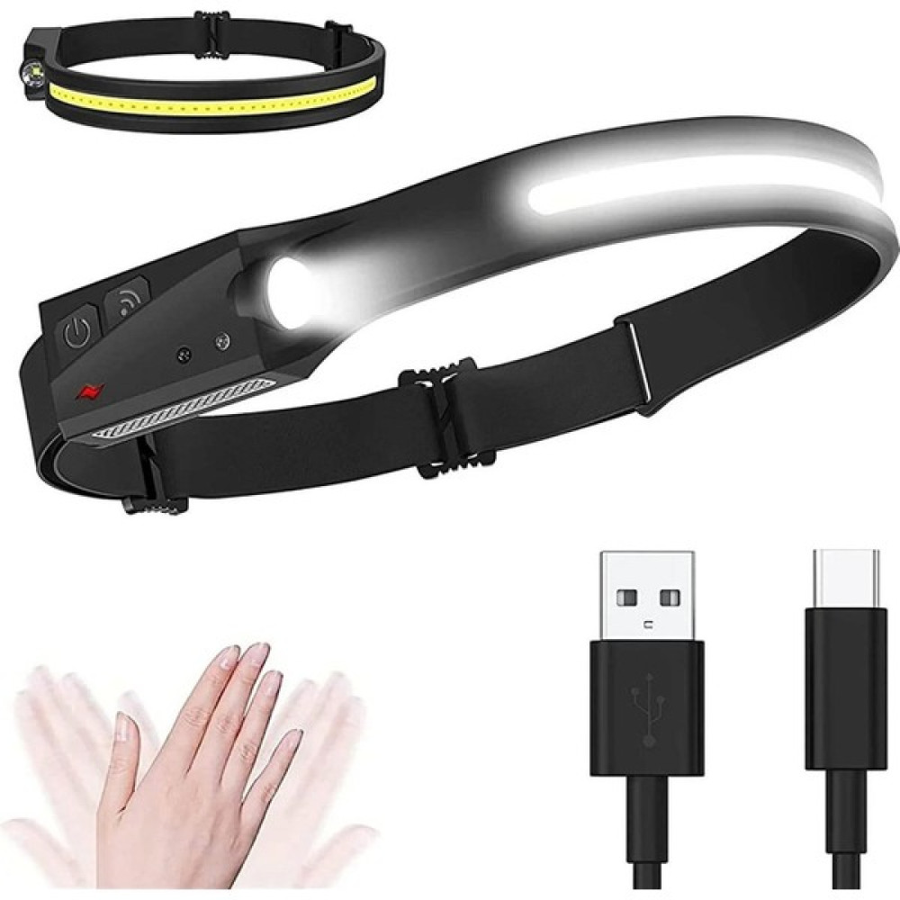 İsg Store Sensörlü Kafa Lambası Ledli Şarjlı Pilli Kamp Kafa Feneri USB Şarj Edilebilir Kafa Feneri Fiyatı