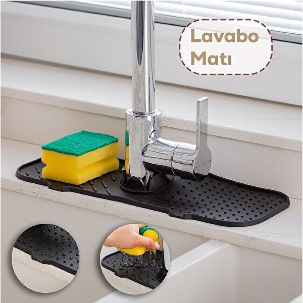 İsg Store Siyah Su Tutucu Musluk Matı Mutfak Banyo Için Koruyucu Musluk Lavabo Bulaşık Süngeri Matı Pratik Mutfak Gereçleri Fiyatı